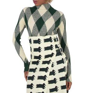 New Burberry High-Neck Argyle Knit Jumper, Size Small